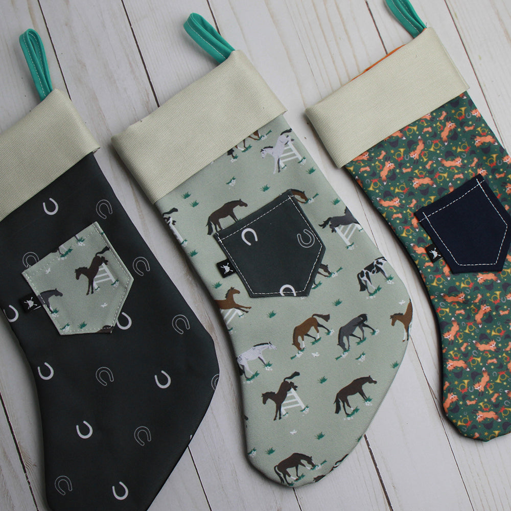 Holiday Fox Barn Door Christmas Stocking