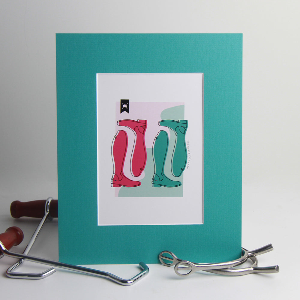 Tall Boots - Raised Ink Matted Art Print