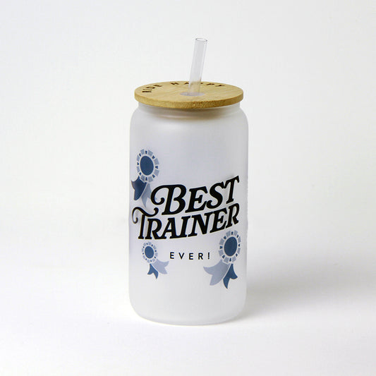 Best Trainer Glass Tumbler with Bamboo Lid and Straw