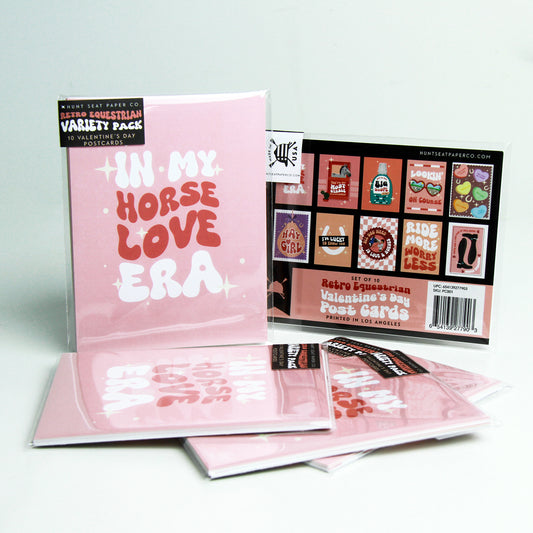 Retro Equestrian Valentines Postcards - Set of 10