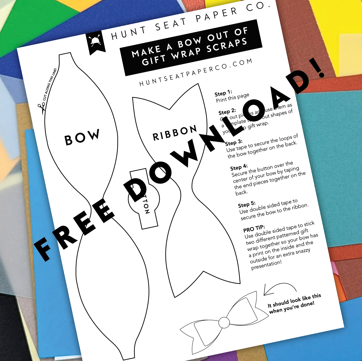 How to DIY Bows out of Gift Wrap ⚡ Free Printable Template – Hunt Seat Paper Co. how-to-diy-bows-out-of-gift-wrap-free-printable-template-hunt-seat-paper-co