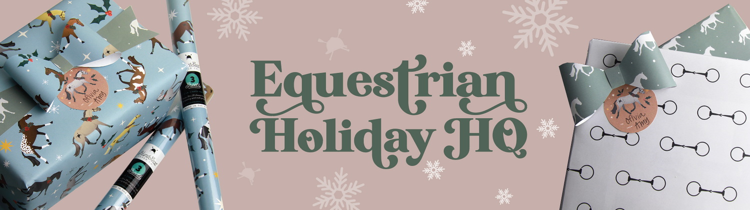 Equestrian gifts and holiday headquarters for gifts for horse lovers. Horse gift wrapping paper, equestrian gifts, horse gifts, equestrian stationery and more