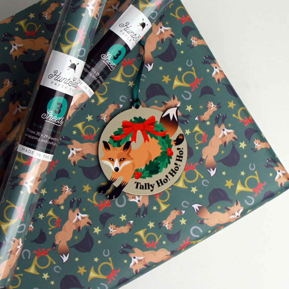 Christmas gift wrapping paper  Fox quality gift wrap sheet + tag