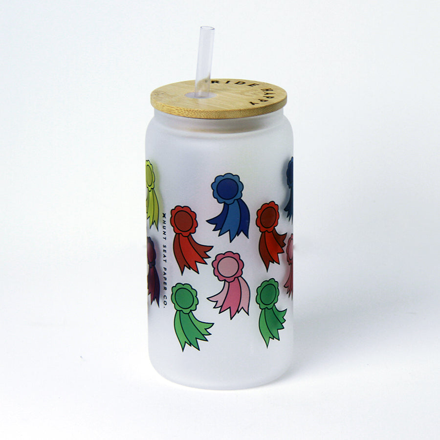 Winning Vibes Glass Tumbler with Bamboo Lid and Straw