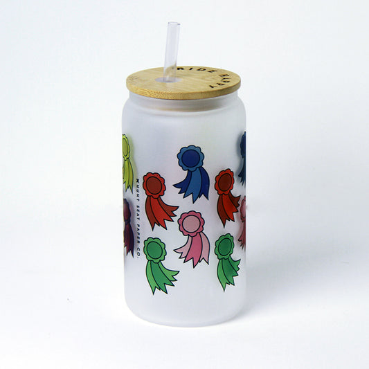 Winning Vibes Glass Tumbler with Bamboo Lid and Straw