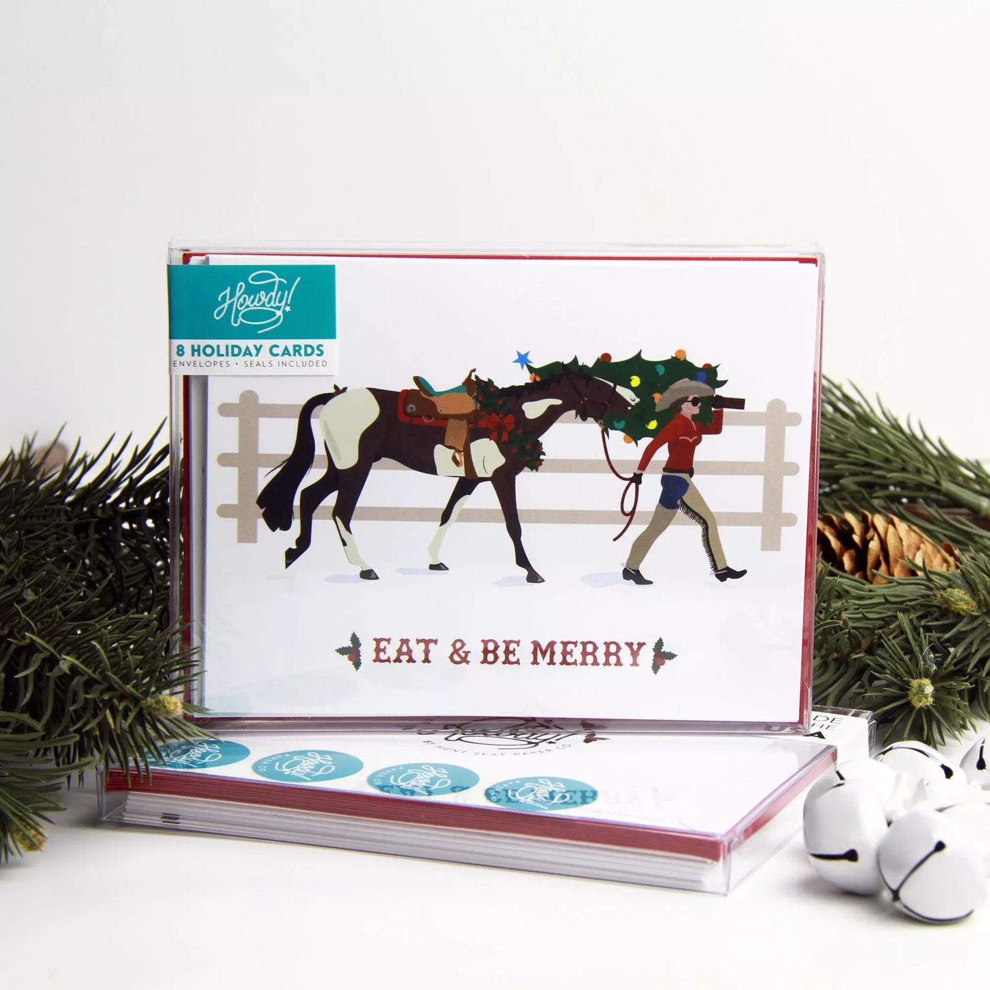 Eat + Be Merry Western Cowgirl Christmas Card
