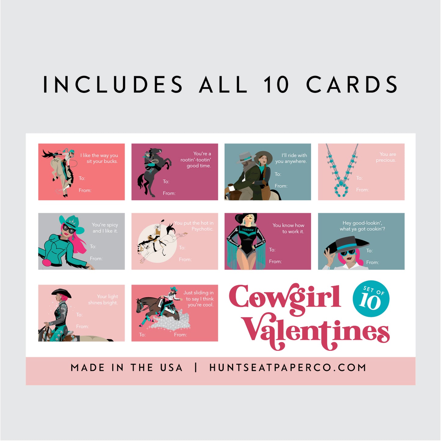 Cowgirl Valentines - Set of 10