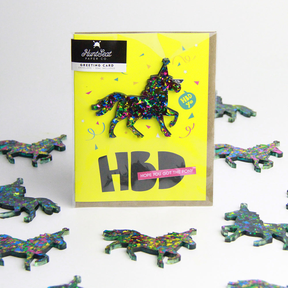 HBD Pony Charm Card