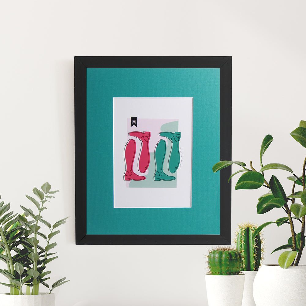 Tall Boots - Raised Ink Matted Art Print